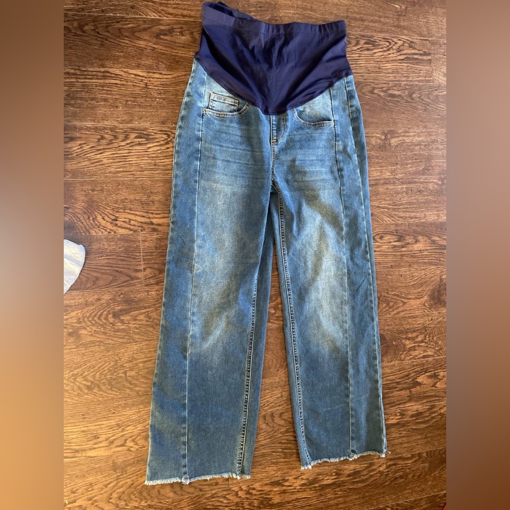 Maternity Blue Denim Wide Leg Jeans